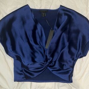 House of Harlow 1960 Satin Midnight Blue Blouse
